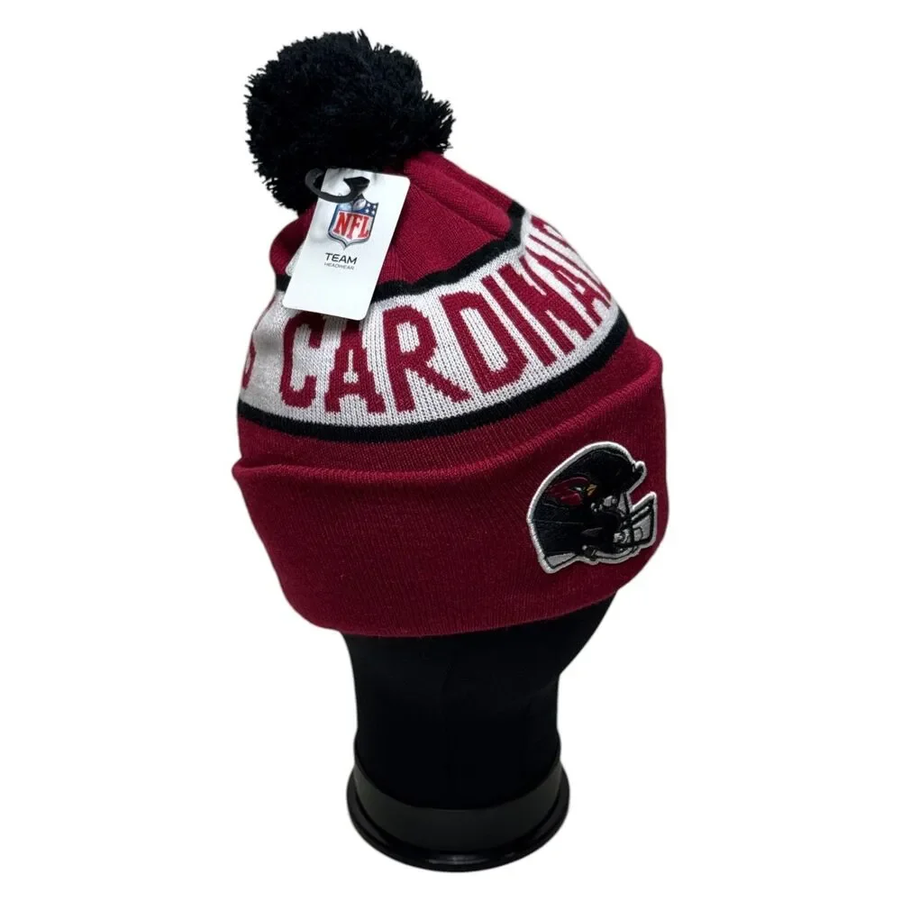 Arizona Cardinals NFL Mens Logo Repeat Cuffed Knit Pom Beanie Hat Red Black OSFM